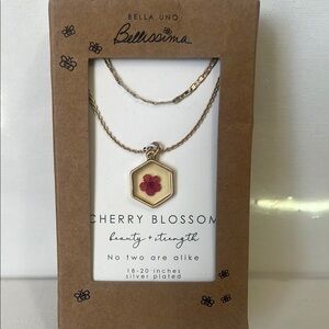 Cherry Blossom Necklace - Gold and Red